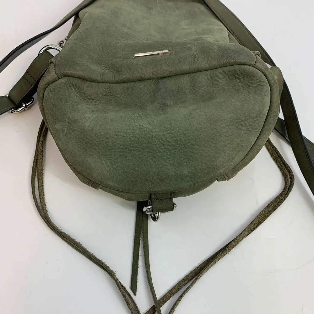 Rebecca‎ Minkoff Women's Julian Backpack Green Paratrooper Leather Trim Bag